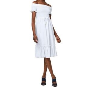 Michael Kors Off-Shoulder White Midi Dress